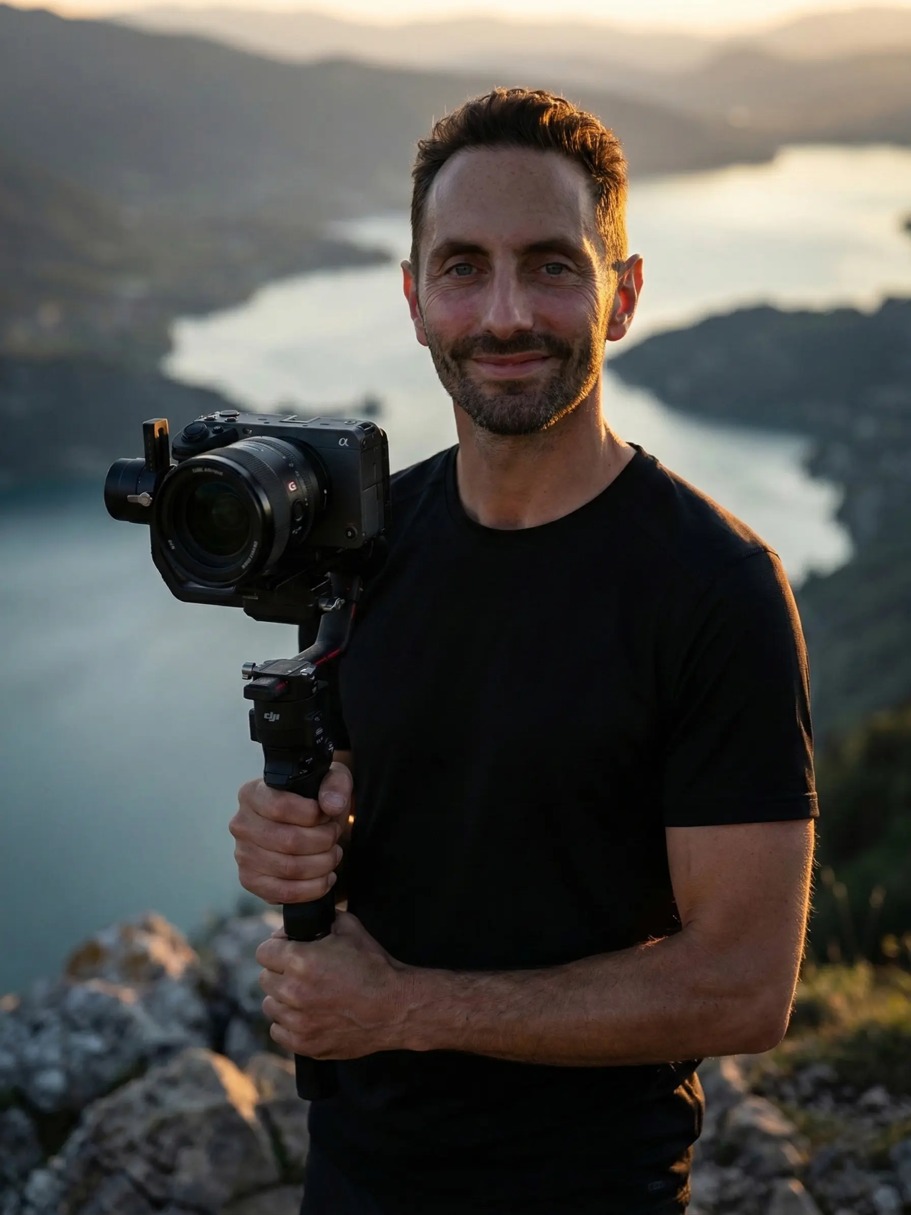 Laurent Henry filming with a professional camera